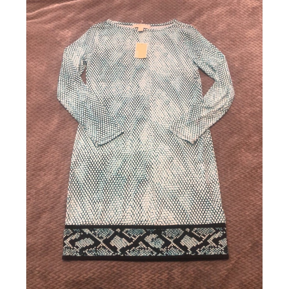 NWT! MICHAEL KORS Snakeskin Dress Tile Blue size: SMALL